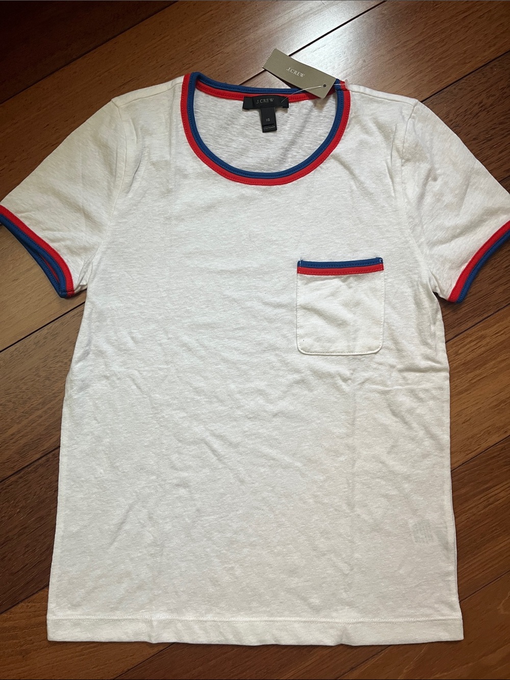 NWT J. Crew Ringer Pocket Baby Tee